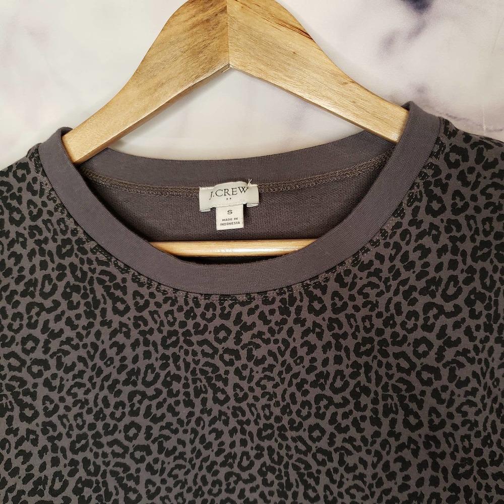 J.Crew Factory Gray Leopard Print Cotton Terry Sw… - image 4